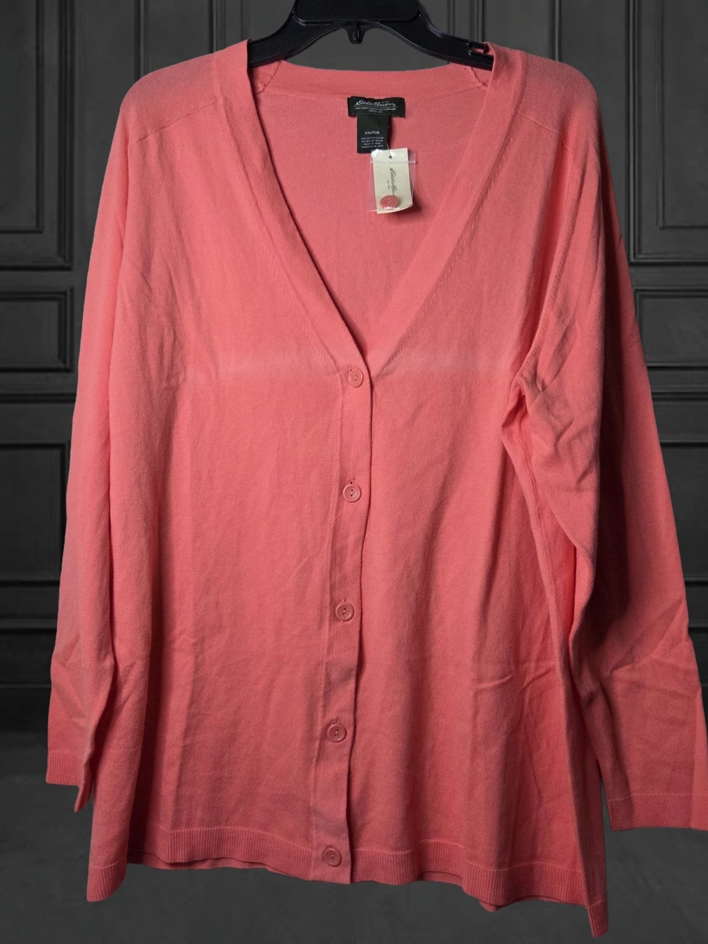 Eddie Bauer Coral Button-Front V-Neck Cardigan